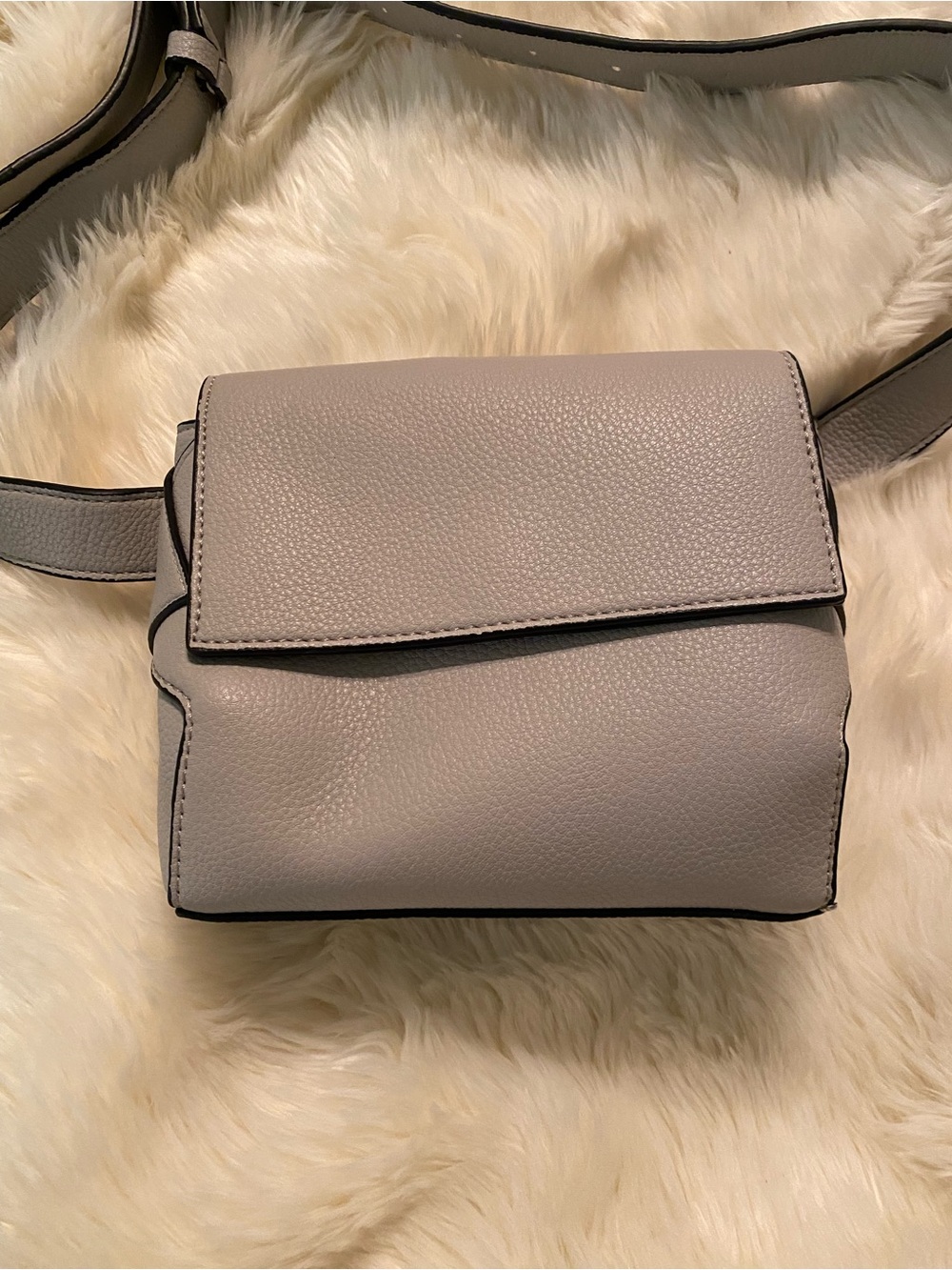 French Connection Pebbled Belt Bag in Light Gray